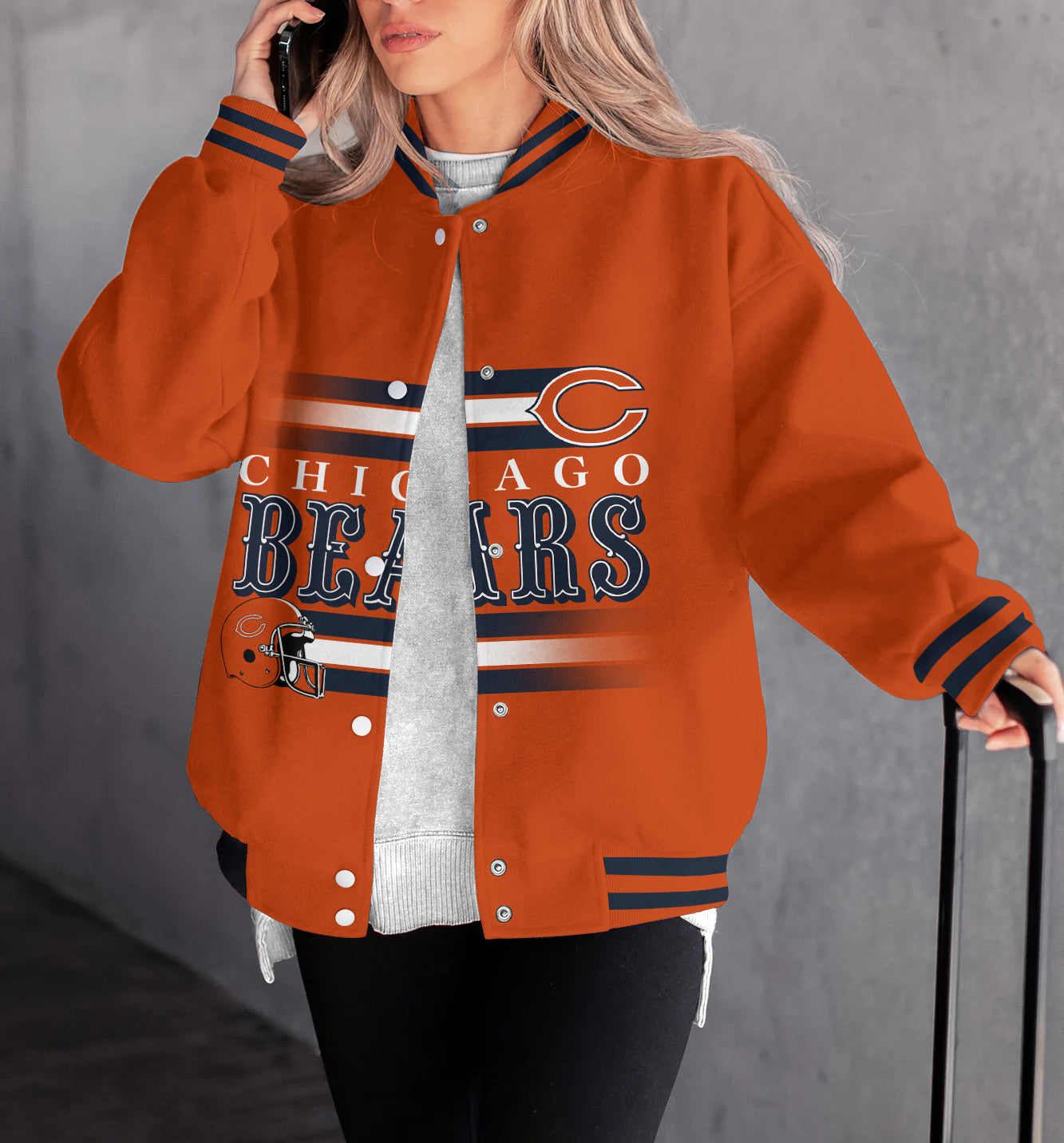Chicago Bears Women's Long Pass Full- Snap Casual Jacket