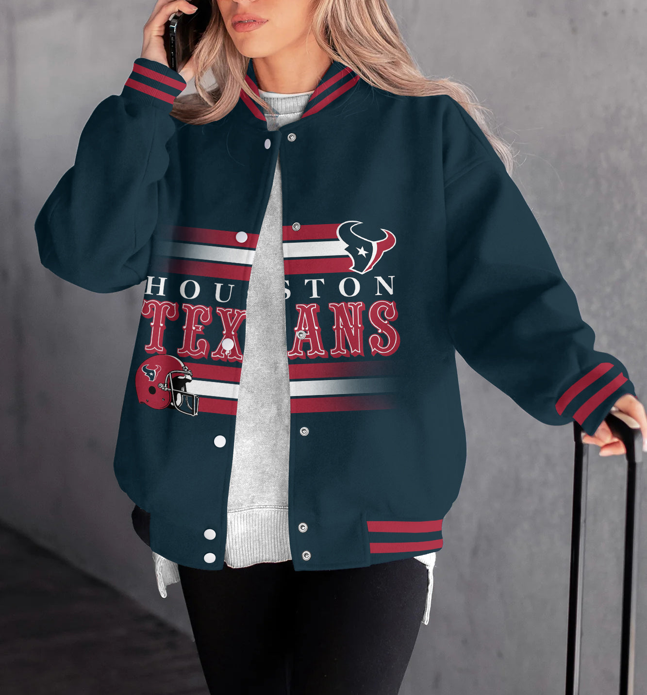 Houston Texans Women's Long Pass Full- Snap Casual Jacket