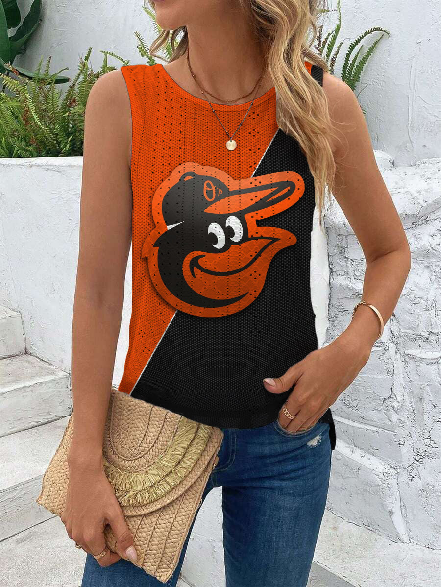 Orioles Cut Out Wrap Cross Wrap Back Asymmetrical Beach Tank Top