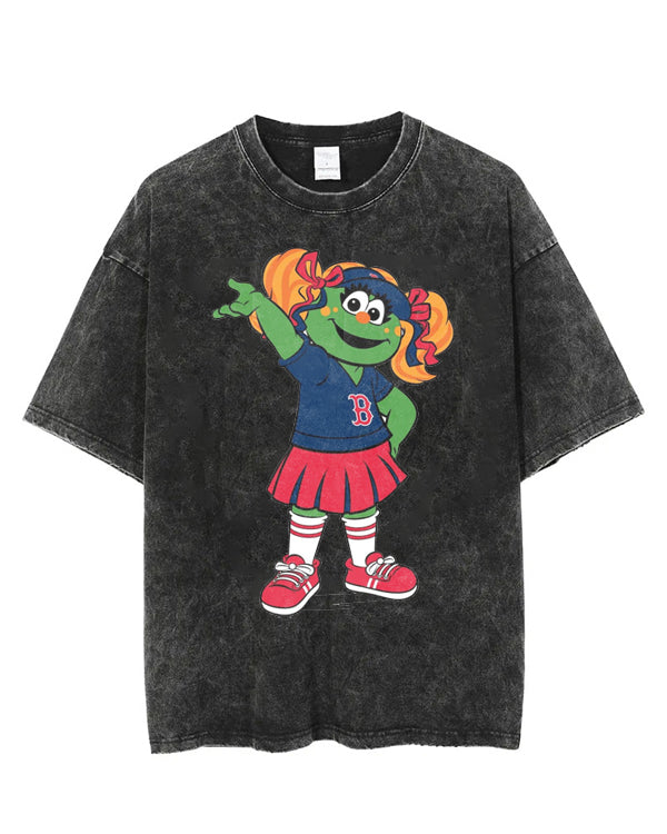 Washed Distressed Print Short Sleeve T-shirt