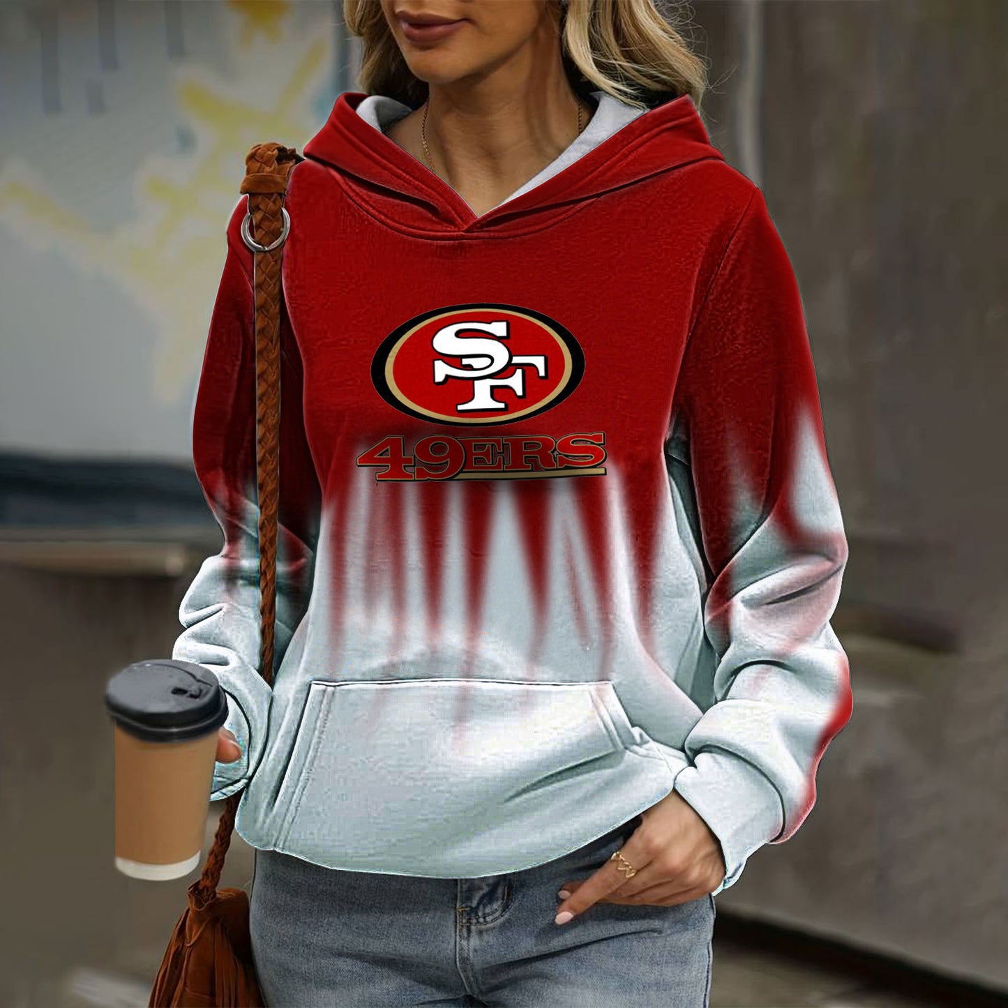 Casual loose contrast printed Hoodie