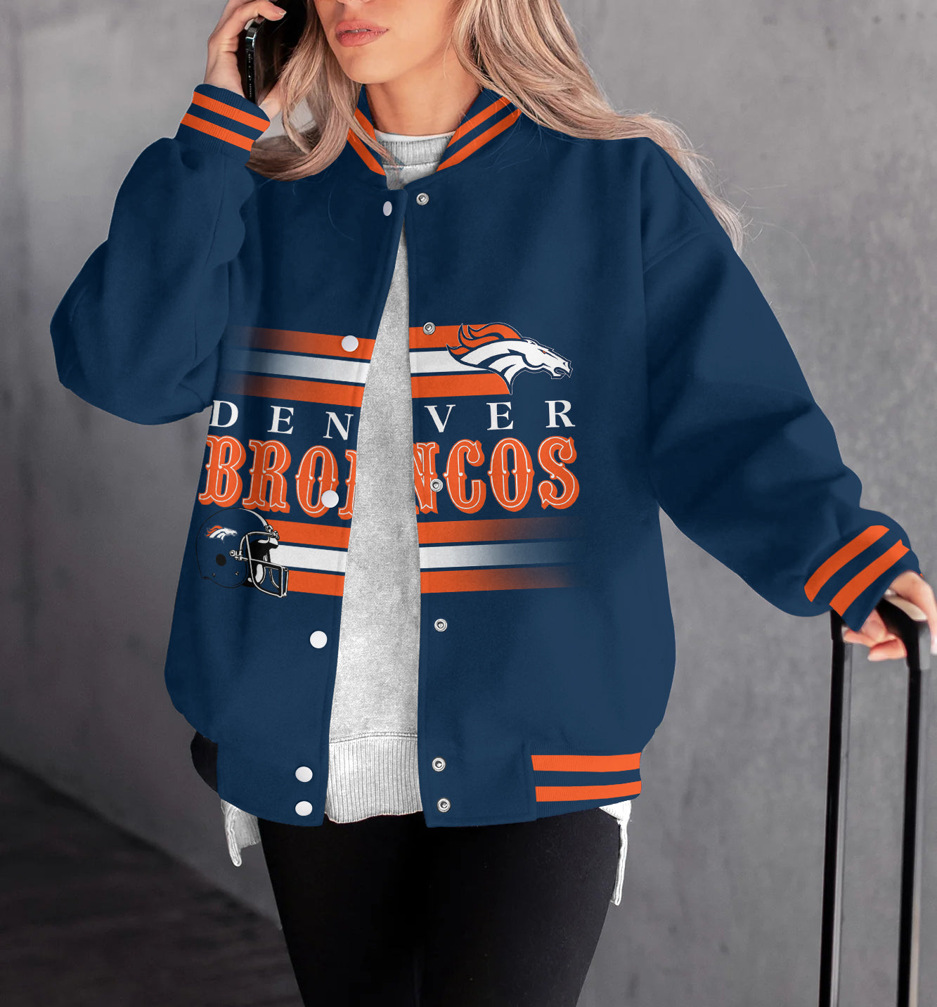 Denver Broncos Women's Long Pass Full- Snap Casual Jacket