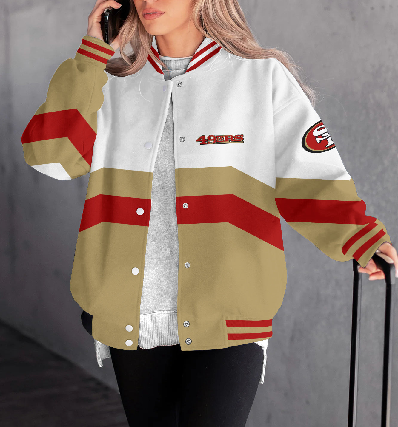 San Francisco 49ers Women's Long Pass Full- Snap Casual Jacket