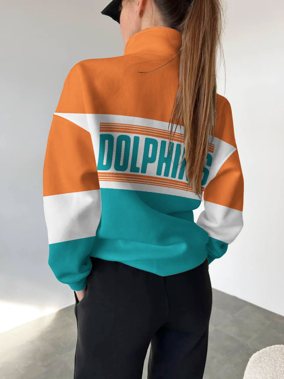 Miami Dolphins 2025 New Design Casual Snap Mockneck Pullover