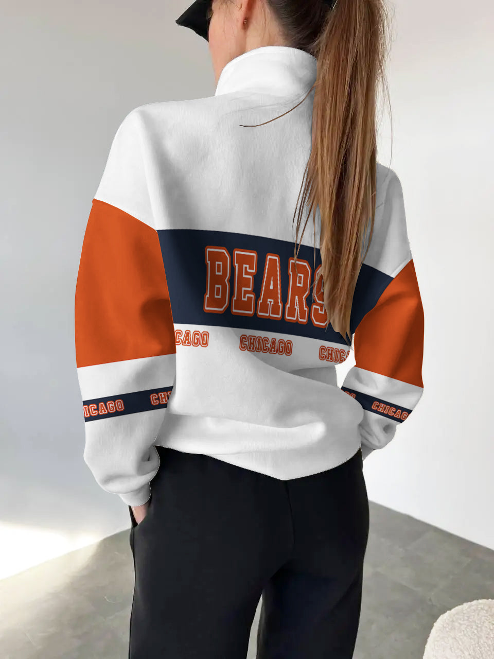 Chicago Bears 2025 New Design Casual Snap Mockneck Pullover