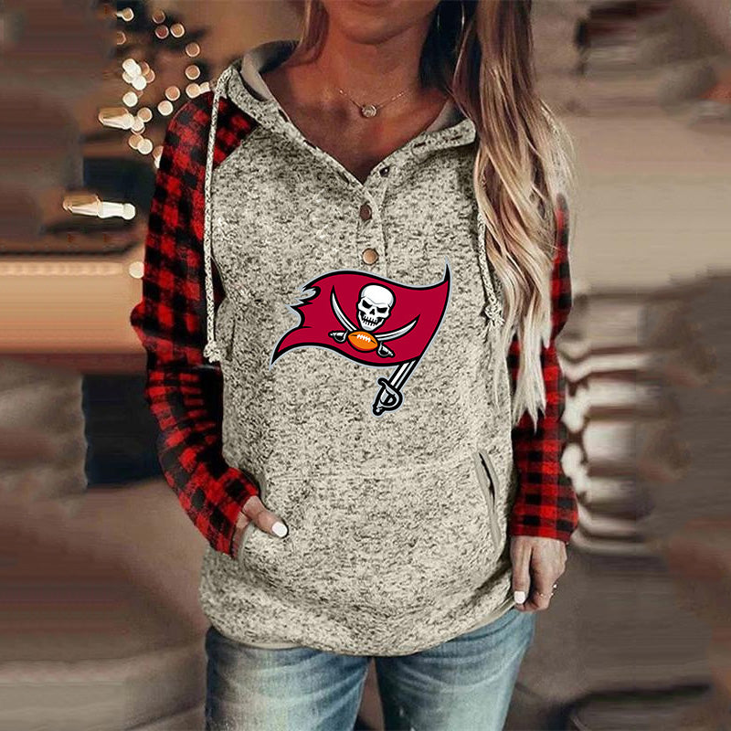 casual loose stitched print Hoodie