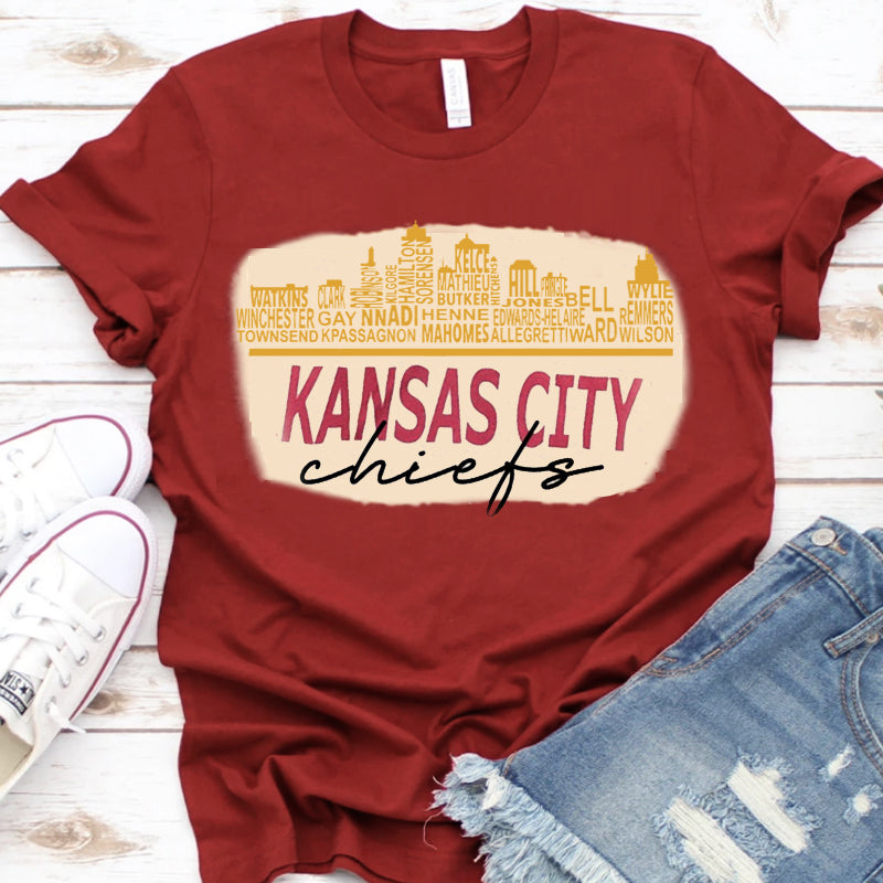 Fashion bleach printed short-sleeved T-shirt