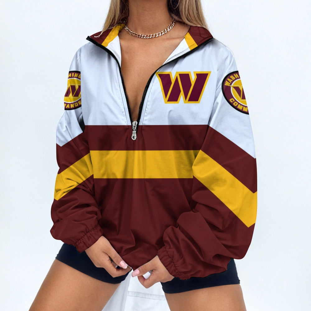 Women's Football Print V Neck Zipper Sweatshirt Jacket