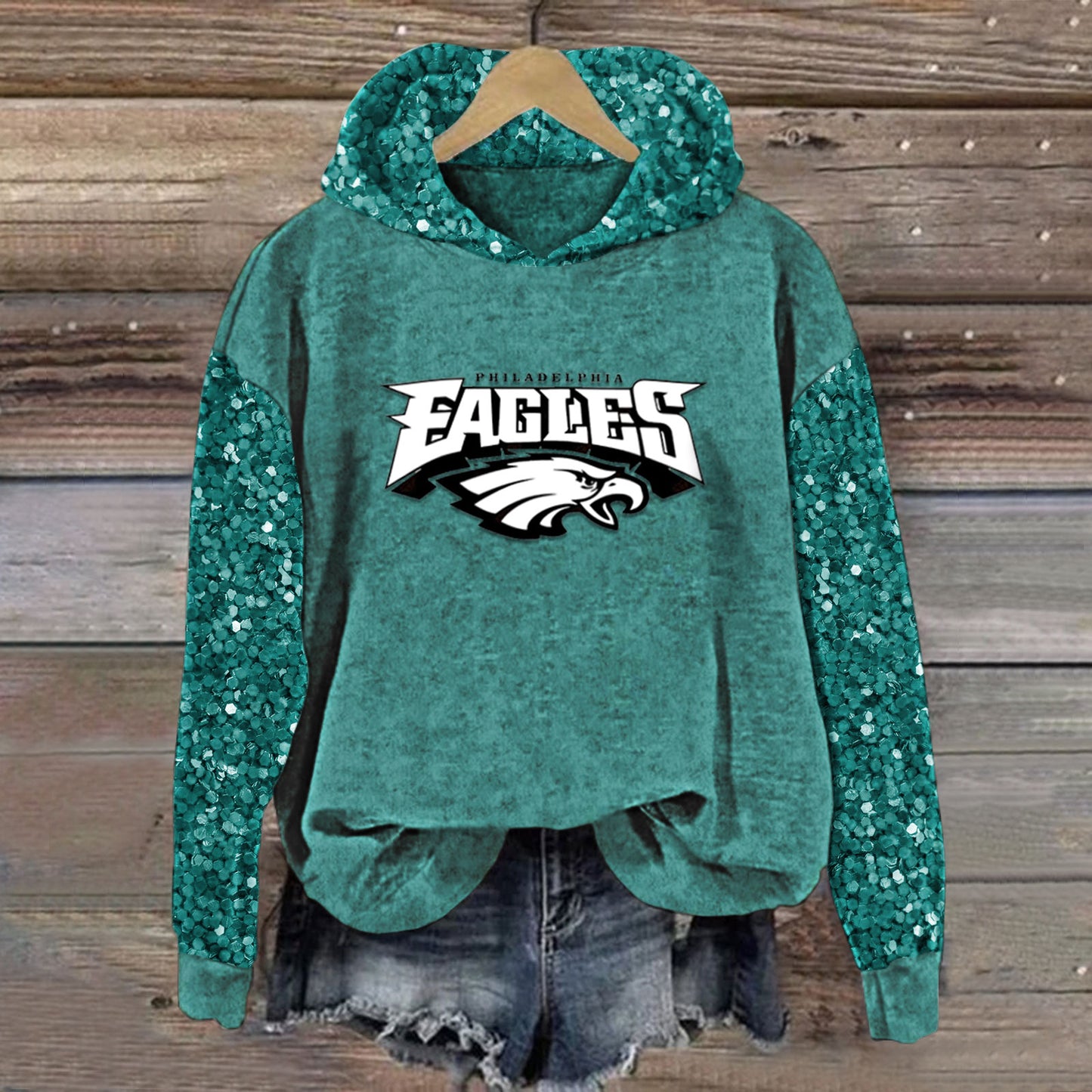Sequined Sleeves Vintage Hoodie