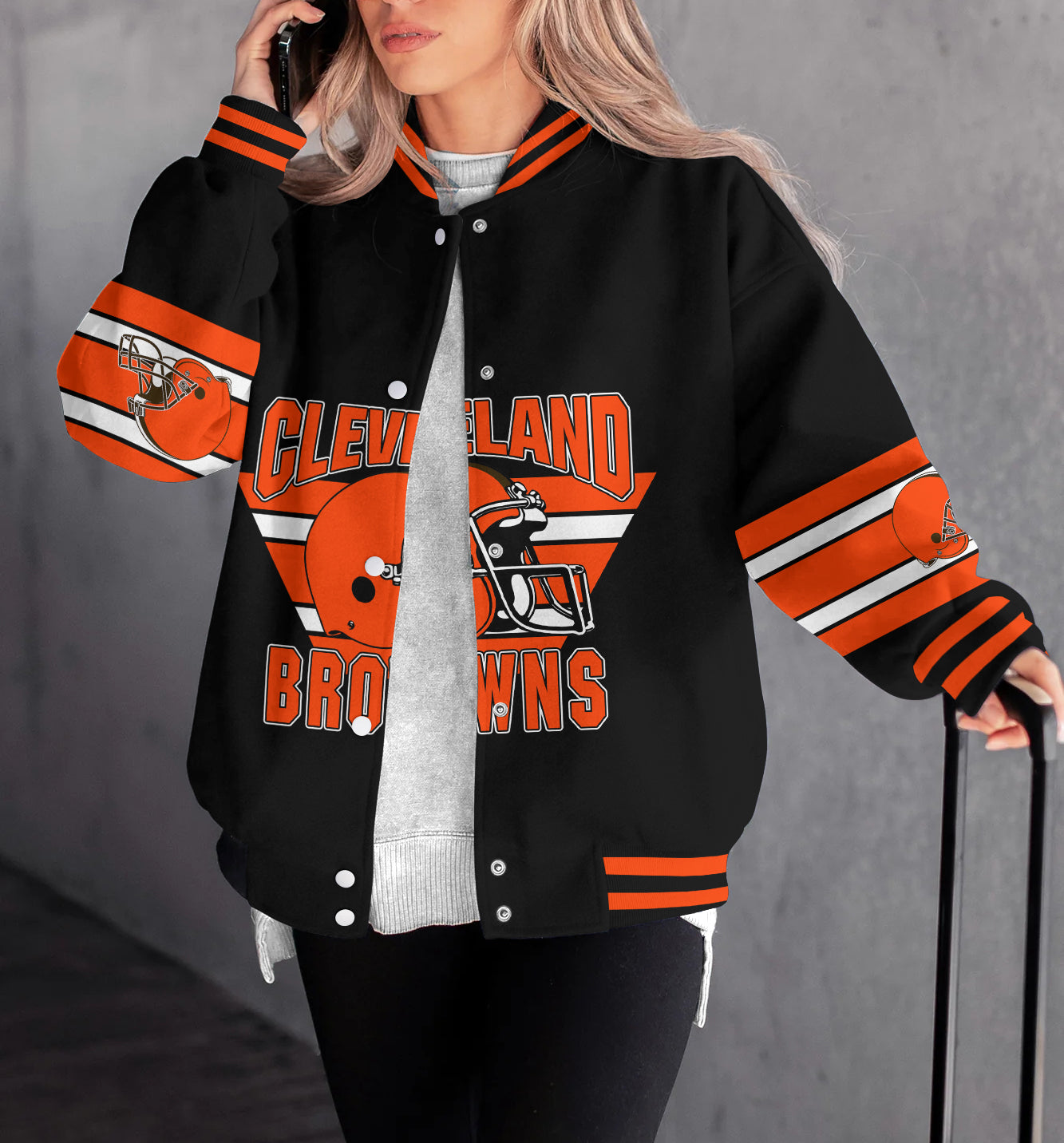 Cleveland Browns Women's Long Pass Full- Snap Casual Jacket