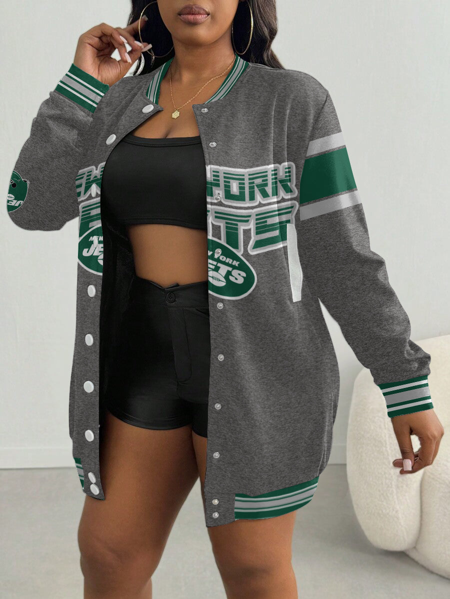 New York Jets Women's Limited Edition Button Down Long Sleeve Jacket Dress