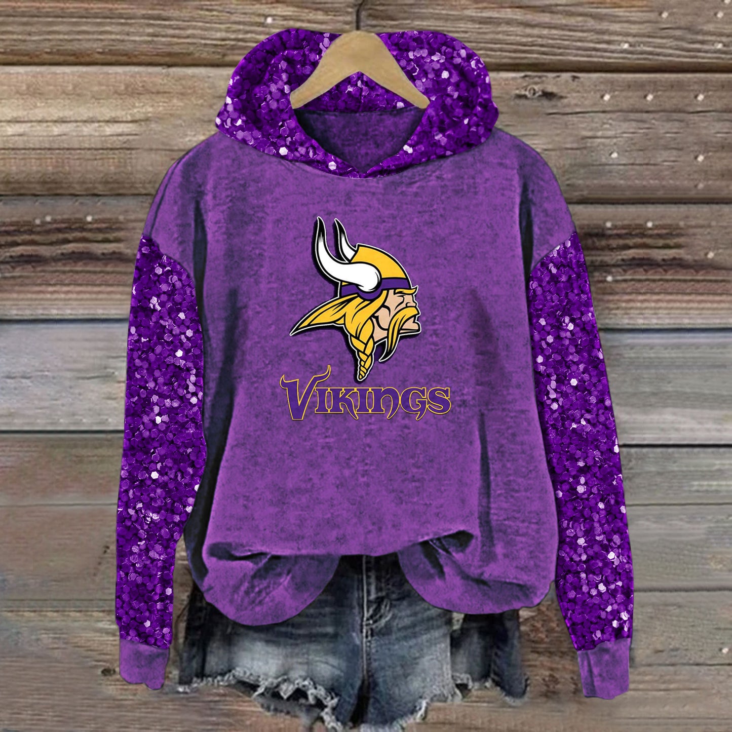 Sequined Sleeves Vintage Hoodie