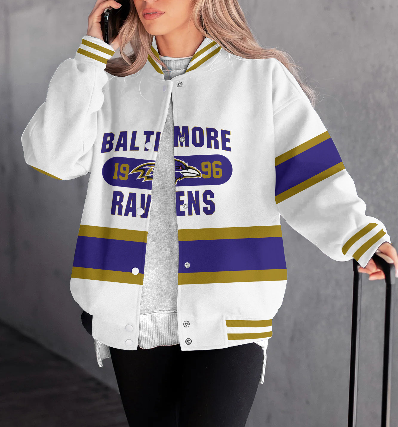 Baltimore Ravens Women's Long Pass Full- Snap Casual Jacket