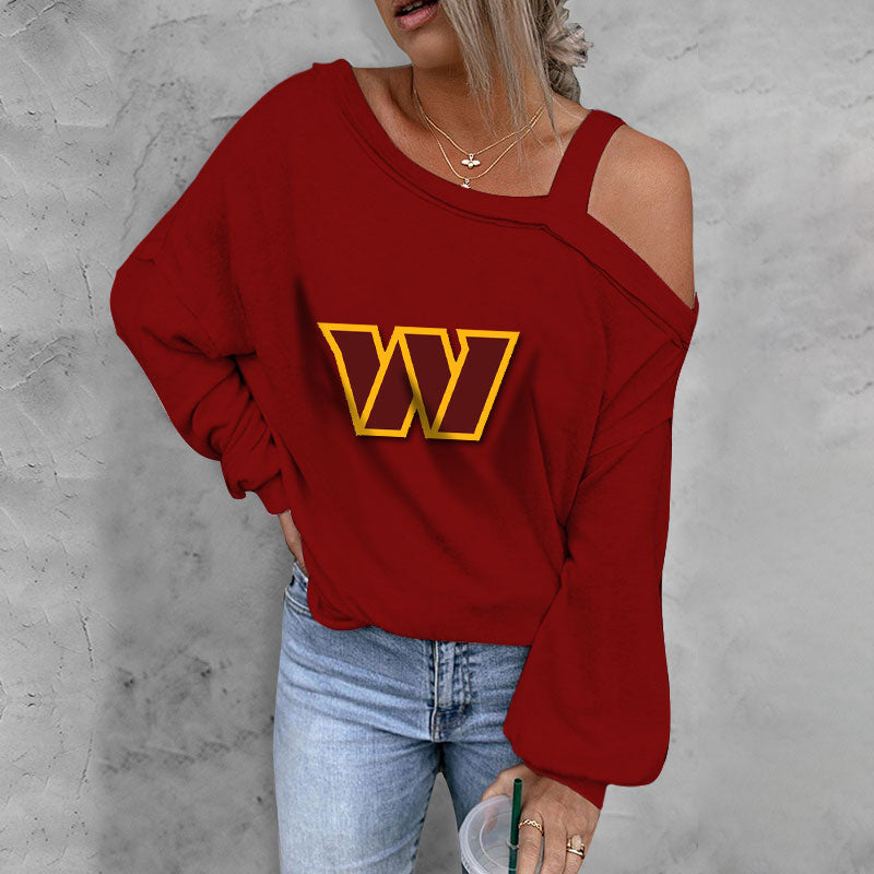 ASYMMETRICAL NECK SHIFT CASUAL LONG SLEEVE TOP