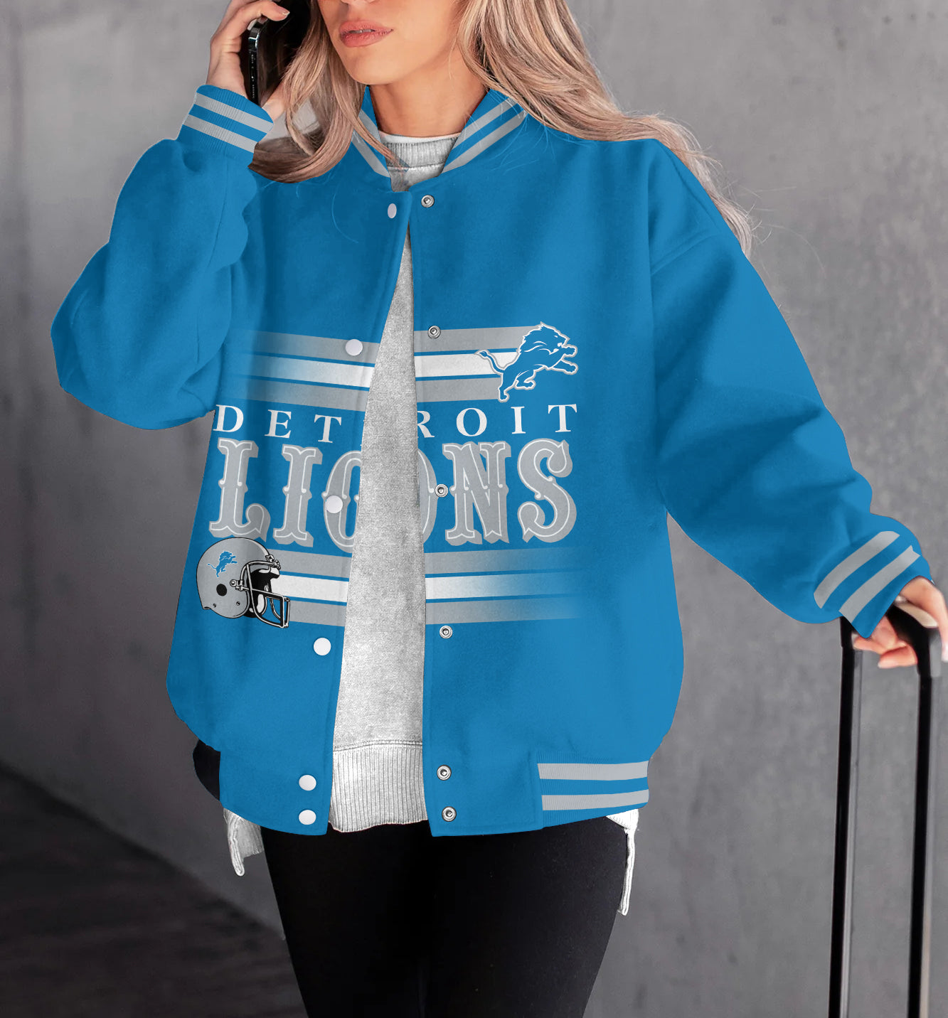 Detroit Lions Women's Long Pass Full- Snap Casual Jacket