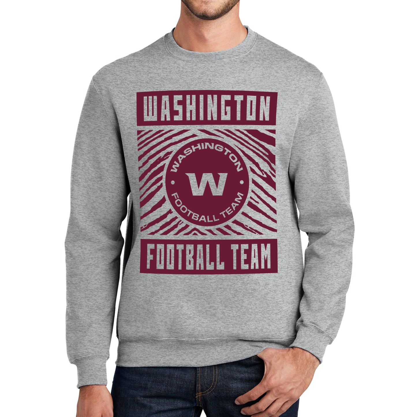 Zubaz NFL Men's Crewneck Sweatshirt With Zebra Graphic, Washington Football Team