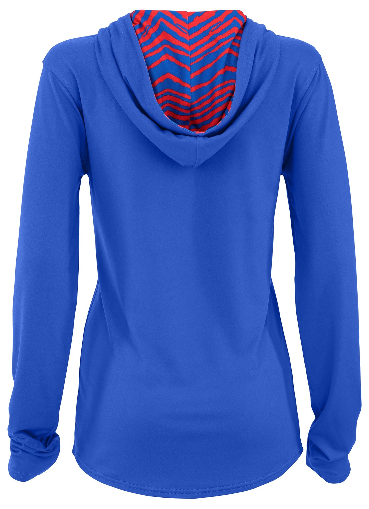Zubaz NFL Women's Light Weight Team Color Hoodie 2 Tone Zebra Liner, Retro 3 Point Logo, Buffalo Bills