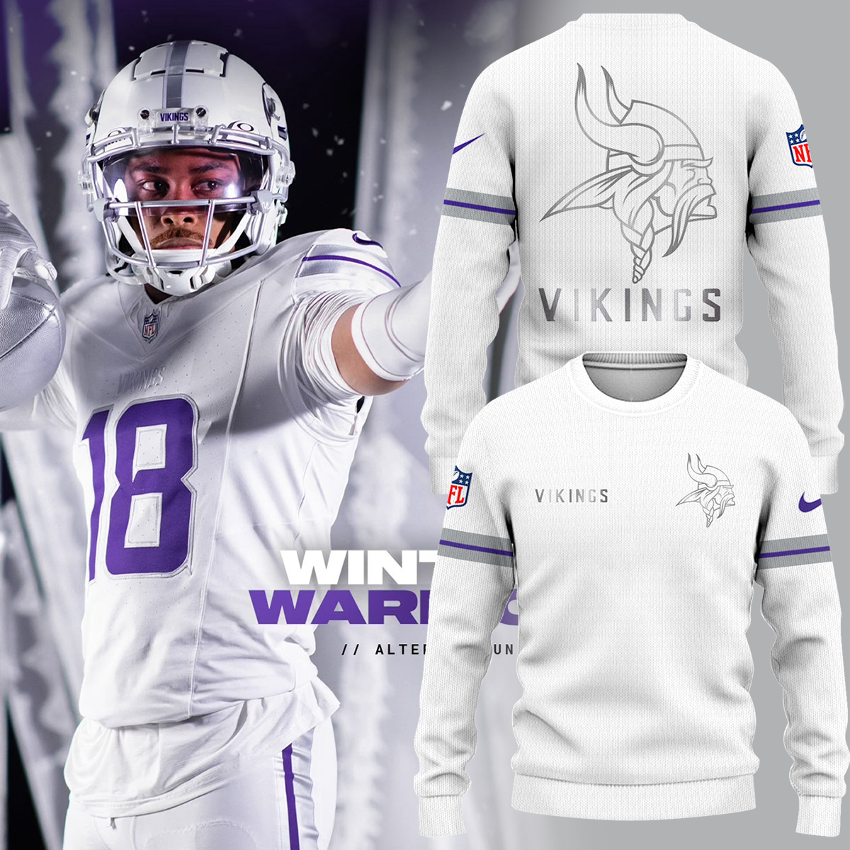 Minnesota Vikings Limited Edition “Winter Warrior” “Winter Warrior” 2024 Sweater-PU14062402