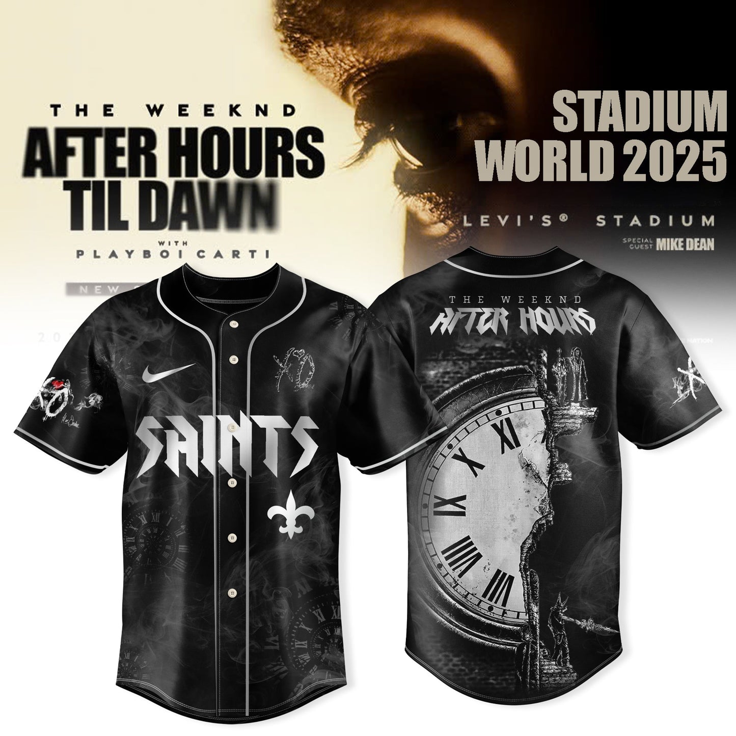 New Orleans Saints x After Hours Til Dawn 2025 – The Weeknd Jersey