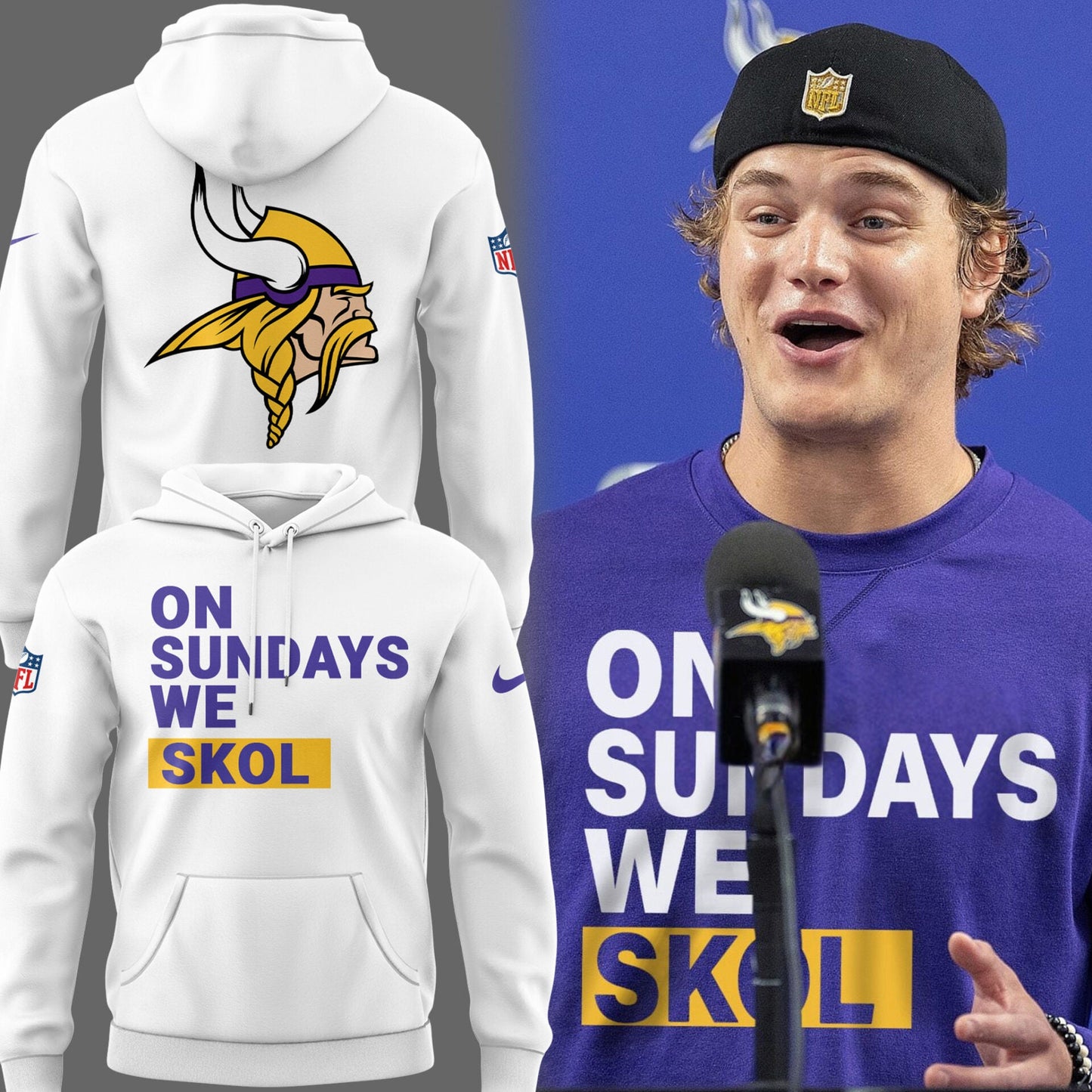 Limited Edition Vikings FB “On Sundays We SKOL” W Hoodie