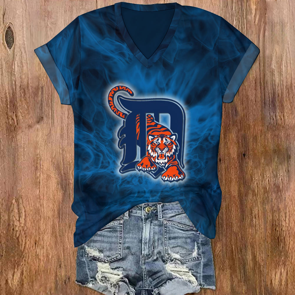 Summer Women's Solid Color V-Neck Short Sleeve T-Shirt