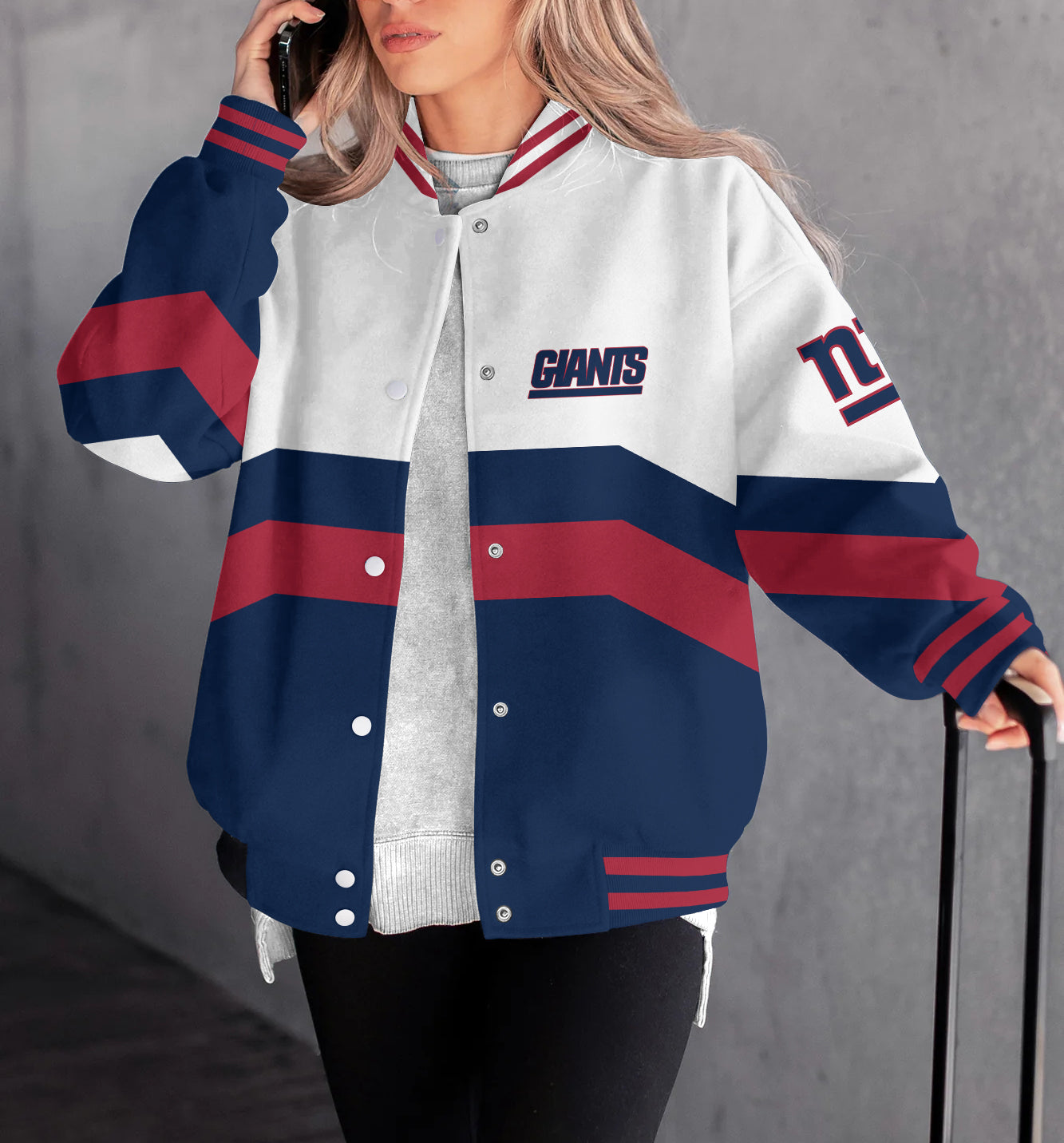 New York Giants Women's Long Pass Full- Snap Casual Jacket