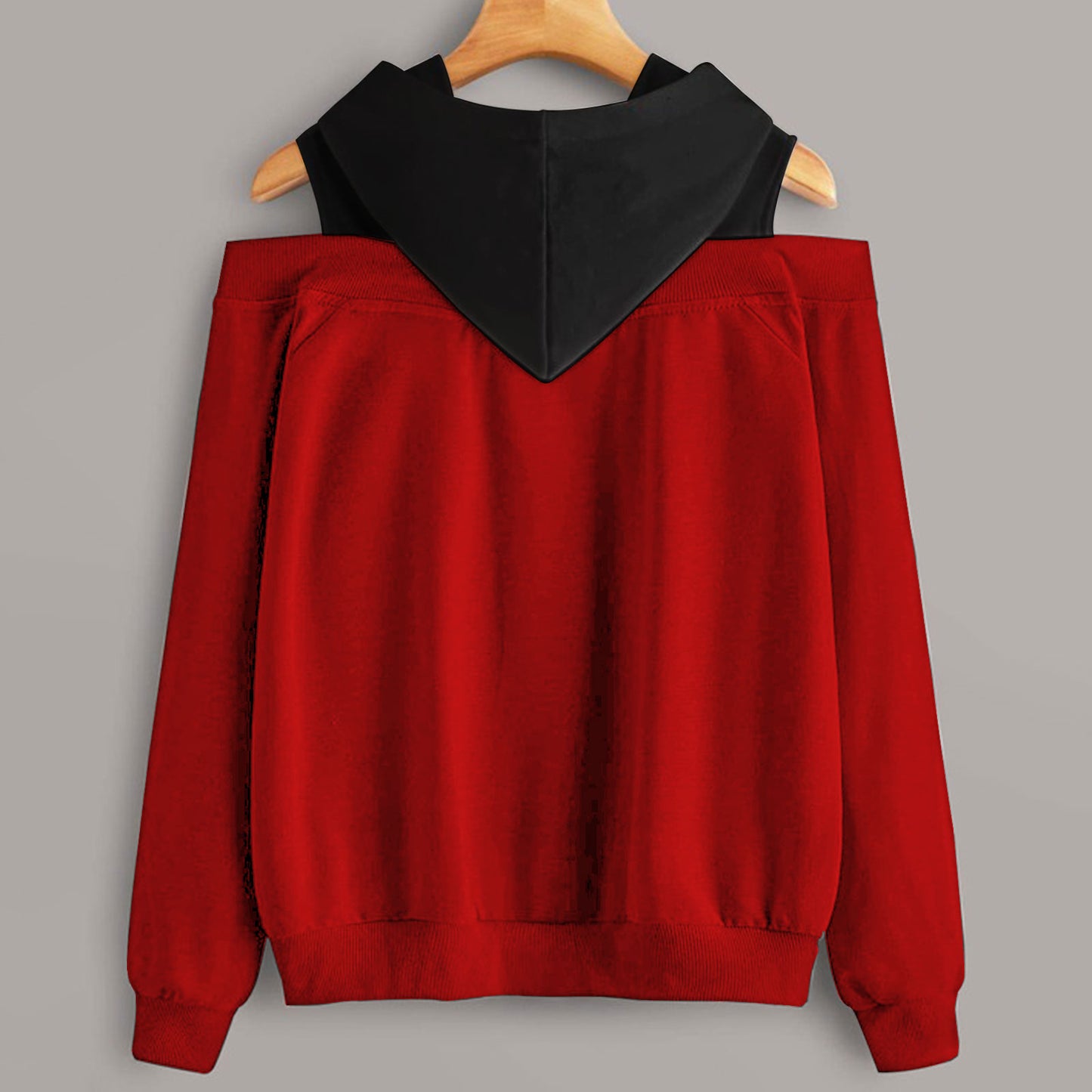 2 In 1 Colorblock Cold Shoulder Hoodie