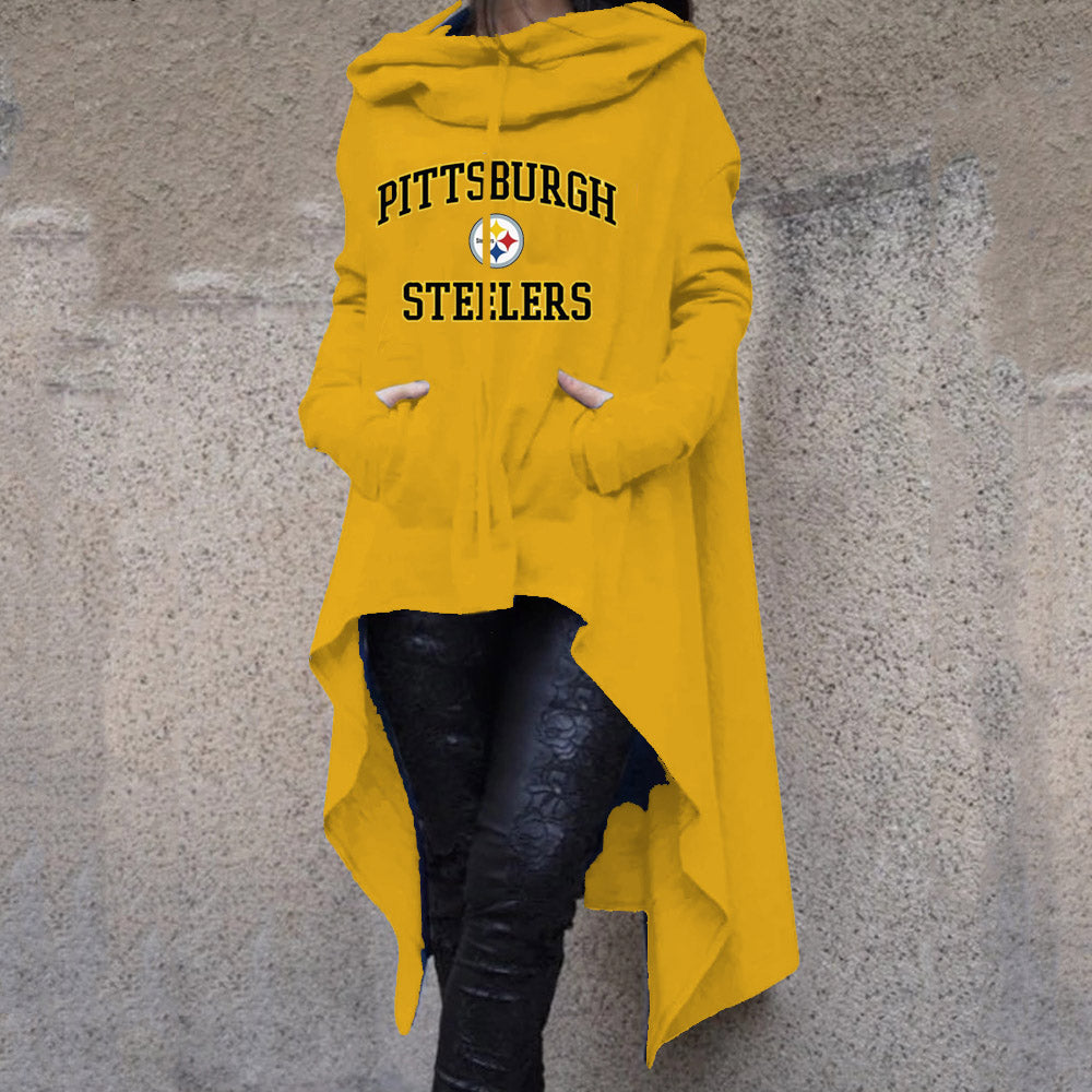 Fashionable Print Irregular Long Sleeve Sweatshirt