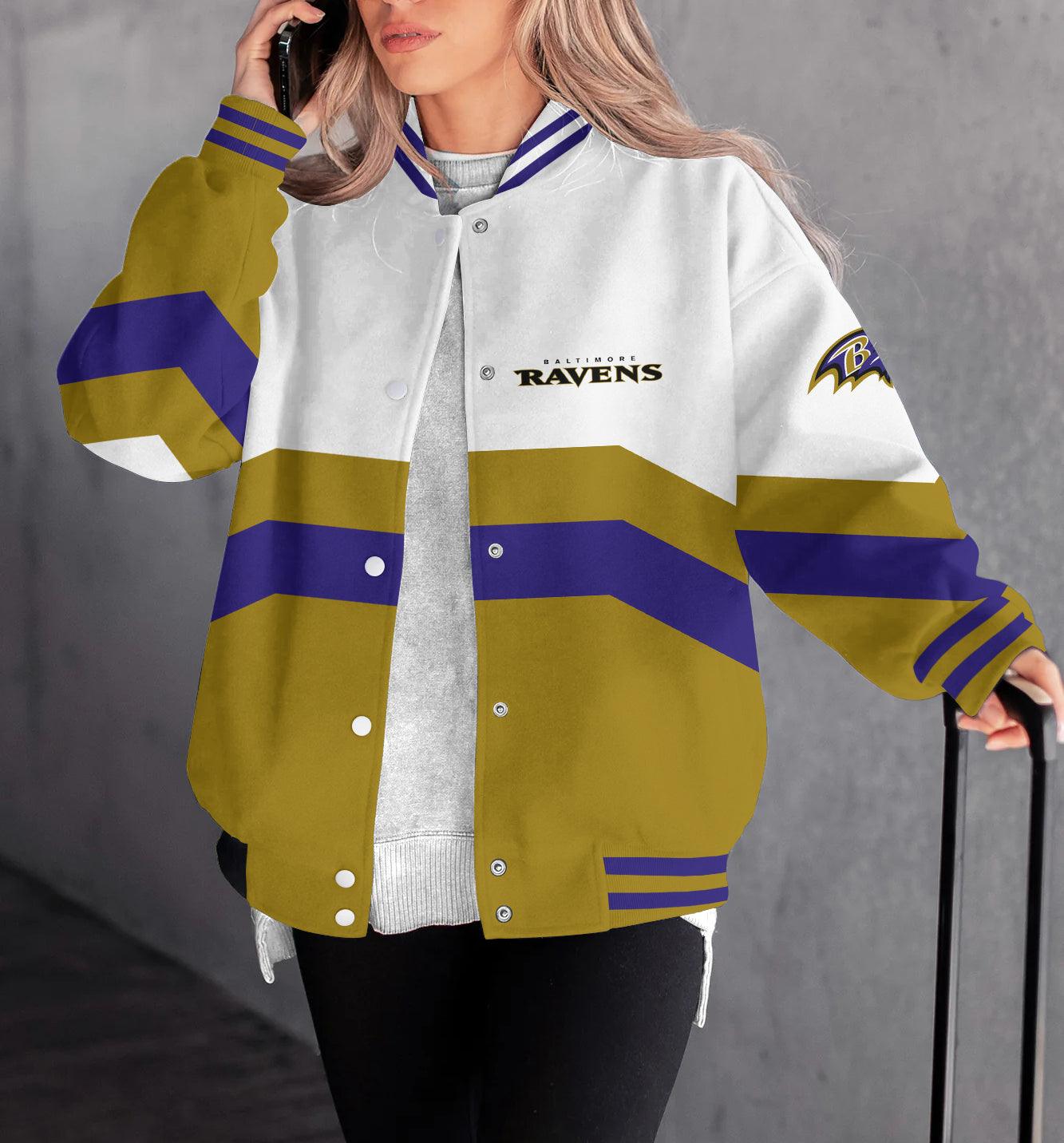 Baltimore Ravens Women's Long Pass Full- Snap Casual Jacket