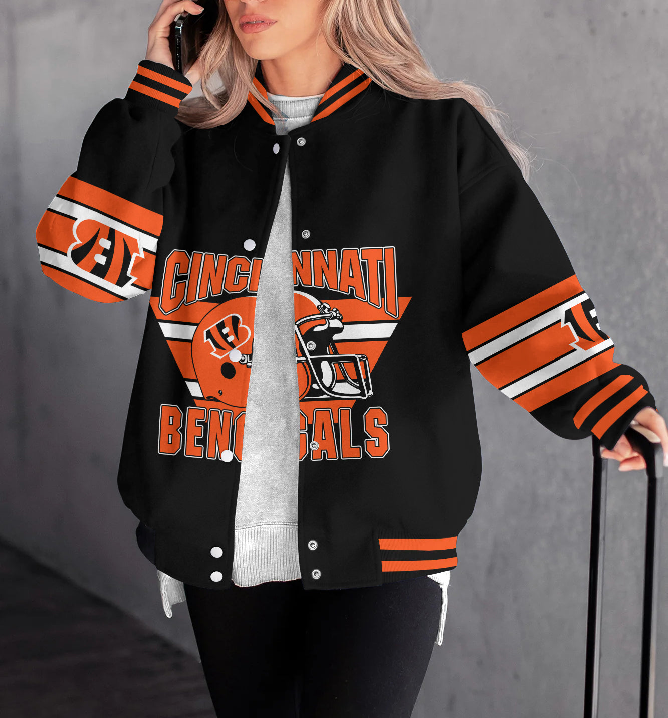 Cincinnati Bengals Women's Long Pass Full- Snap Casual Jacket