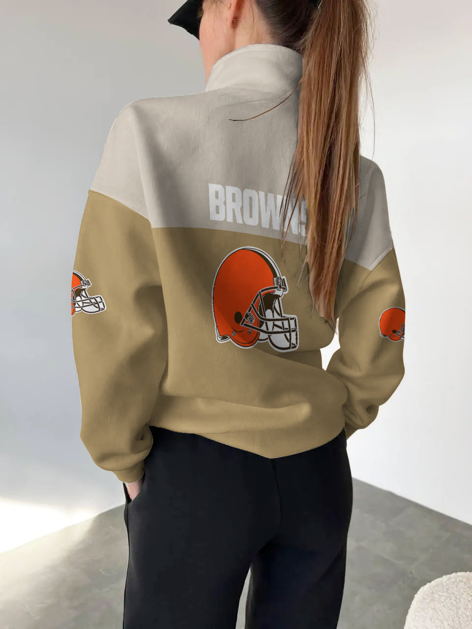 Cleveland Browns 2025 New Design Casual Snap Mockneck Pullover