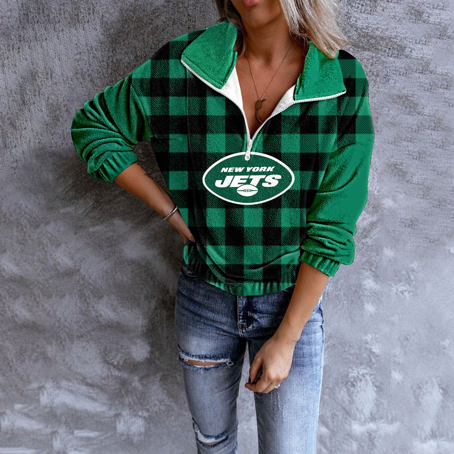 Unisex Plaid Quarter Zip Sweatshirt