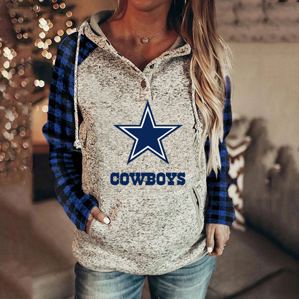 casual loose stitched print Hoodie