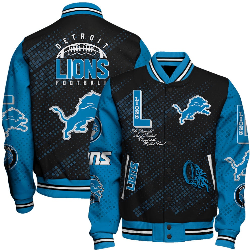 Detroit Lions National Football League Pattern Varsity Jacket V13