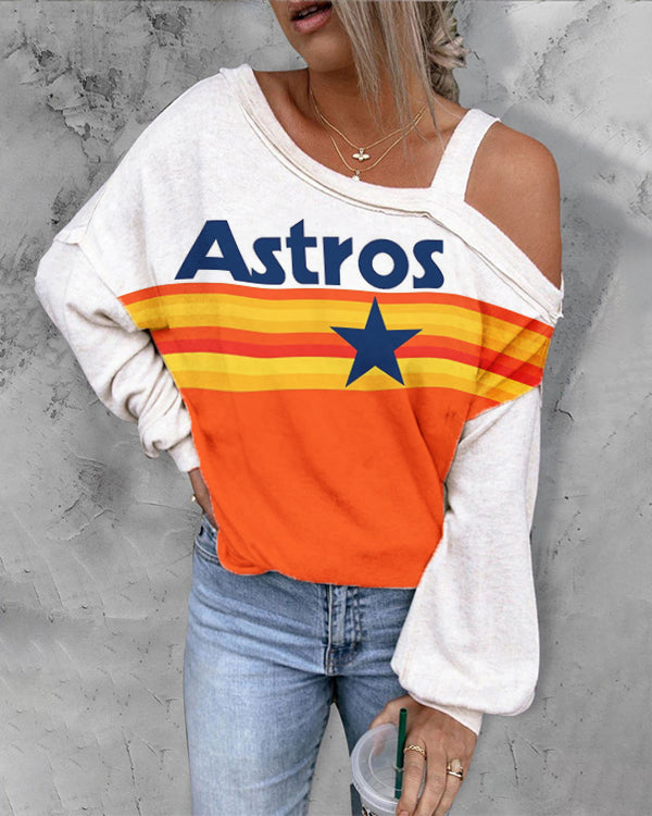 ASTROS ASYMMETRICAL NECK SHIFT CASUAL LONG SLEEVE TOP
