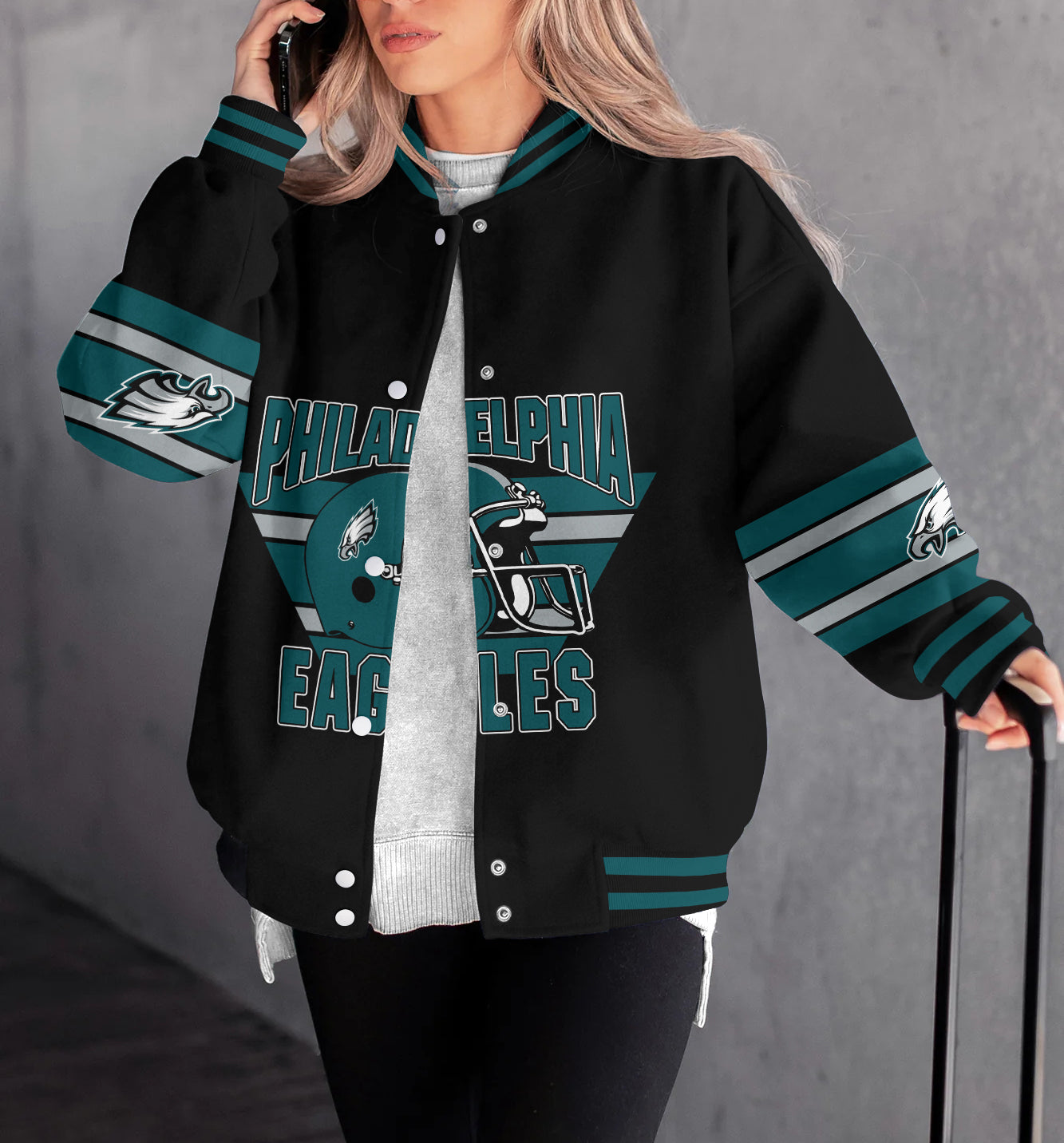 Philadelphia Eagles Women's Long Pass Full- Snap Casual Jacket