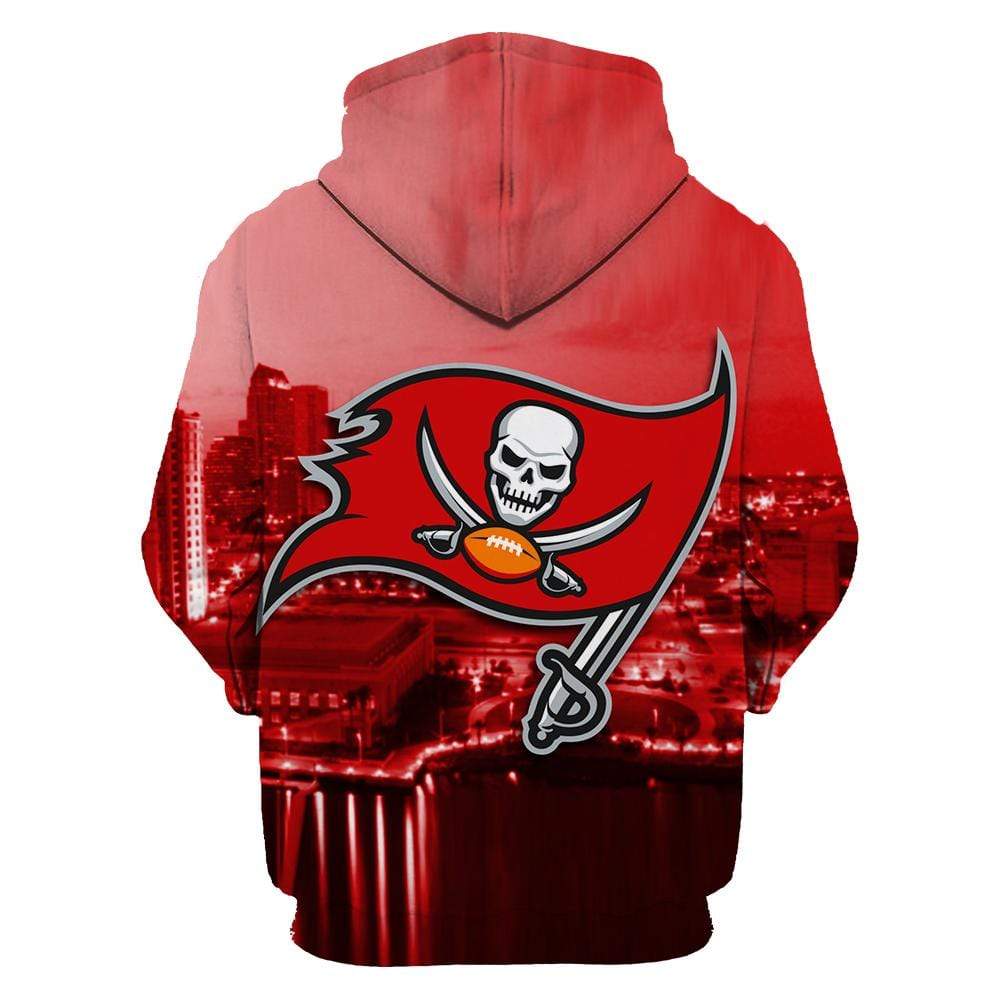 Tampa Bay Buccaneers Printed Hooded Pocket Pullover Sweater