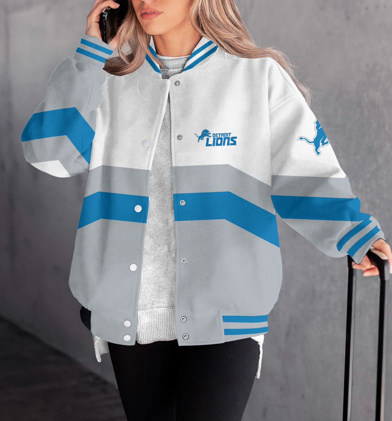 Detroit Lions Women's Long Pass Full- Snap Casual Jacket