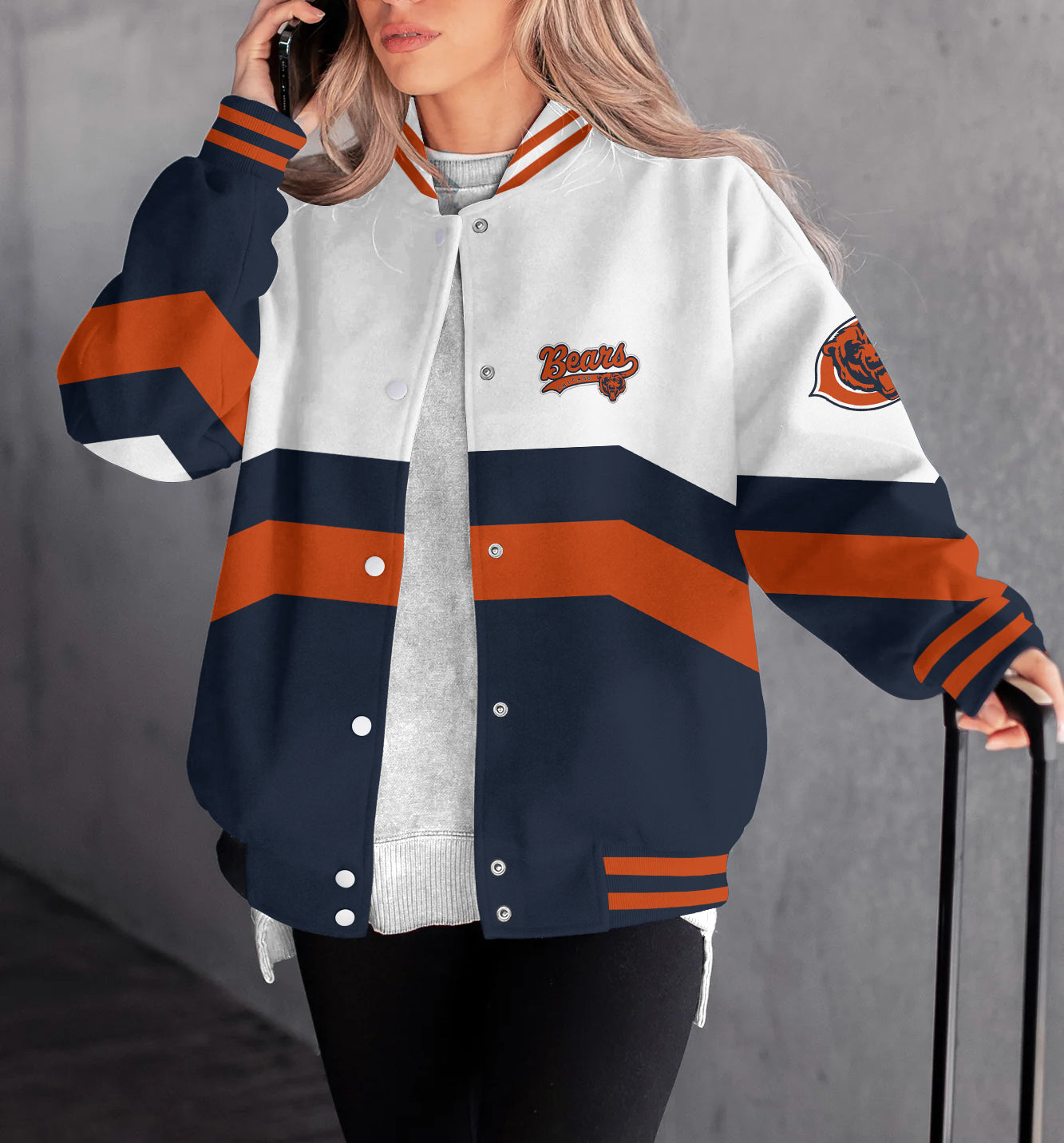 Chicago Bears Women's Long Pass Full- Snap Casual Jacket