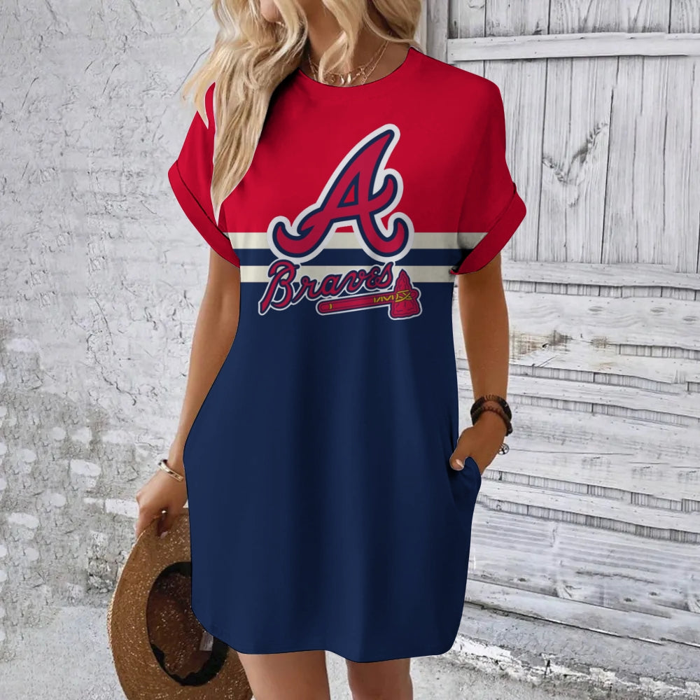Braves Hidden Pocket Short Sleeve Tee Dress
