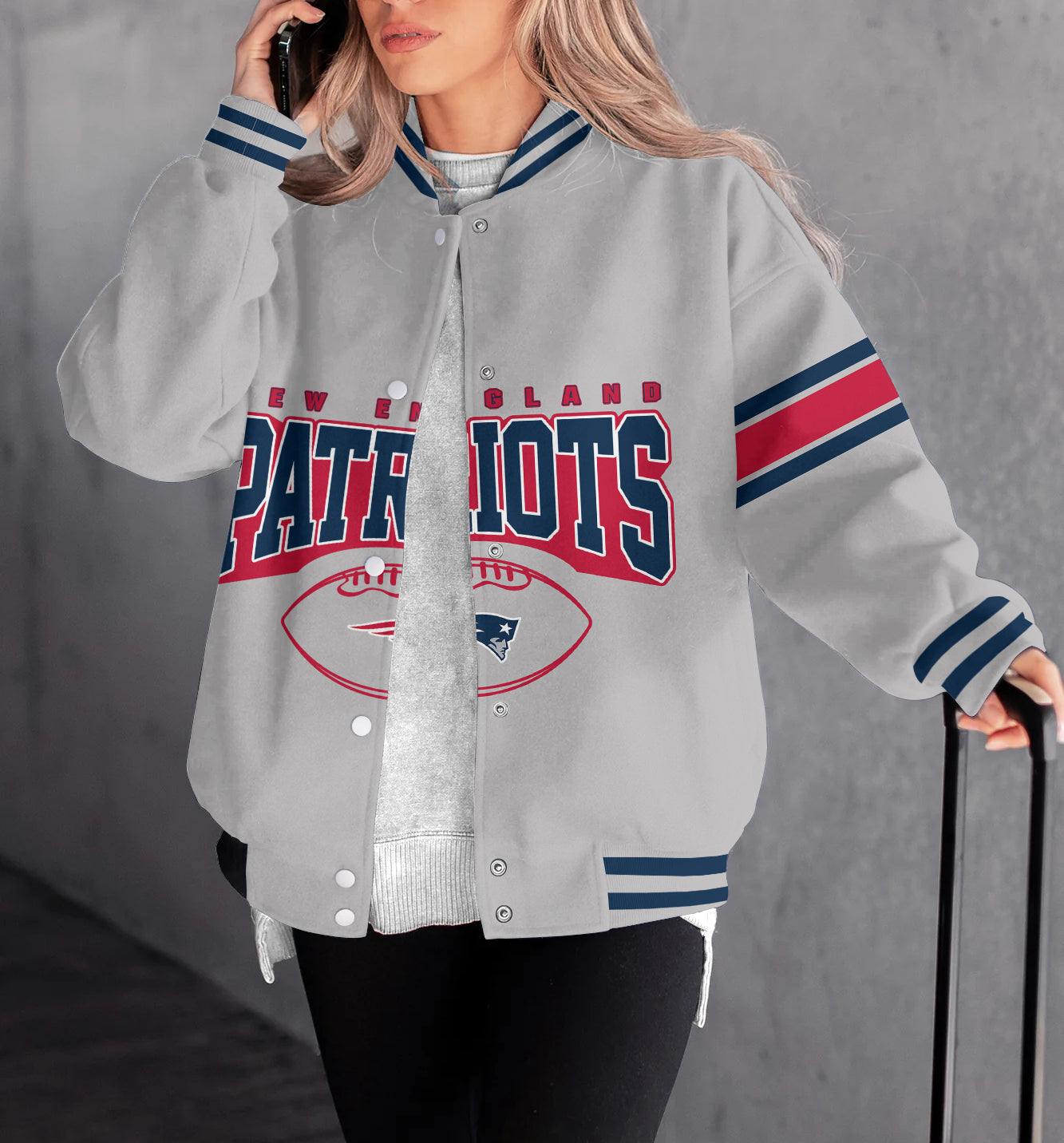 New England Patriots Women's Long Pass Full- Snap Casual Jacket
