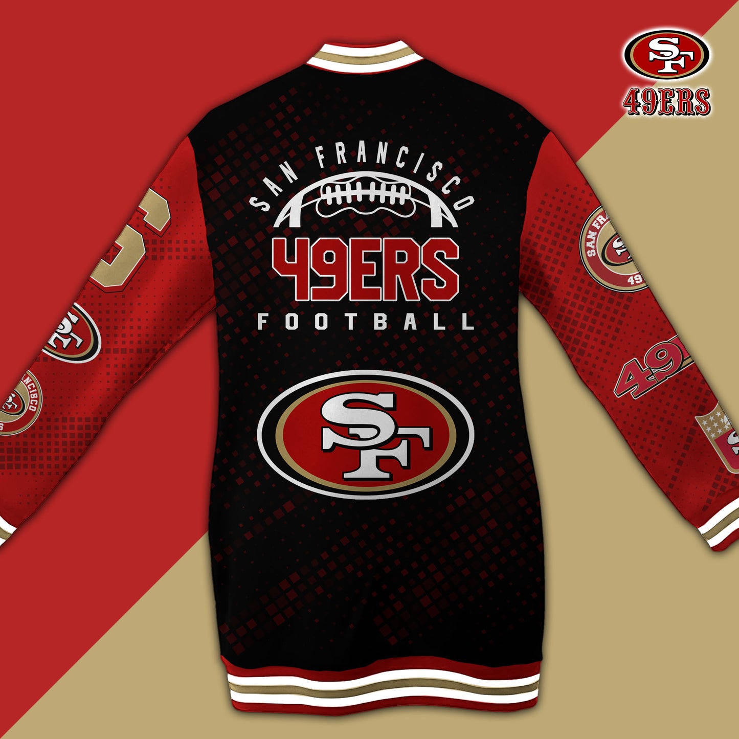 San Francisco 49ers Limited Edition Button Down Long Sleeve Jacket Dress