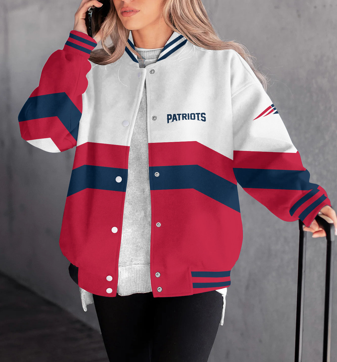 New England Patriots Women's Long Pass Full- Snap Casual Jacket