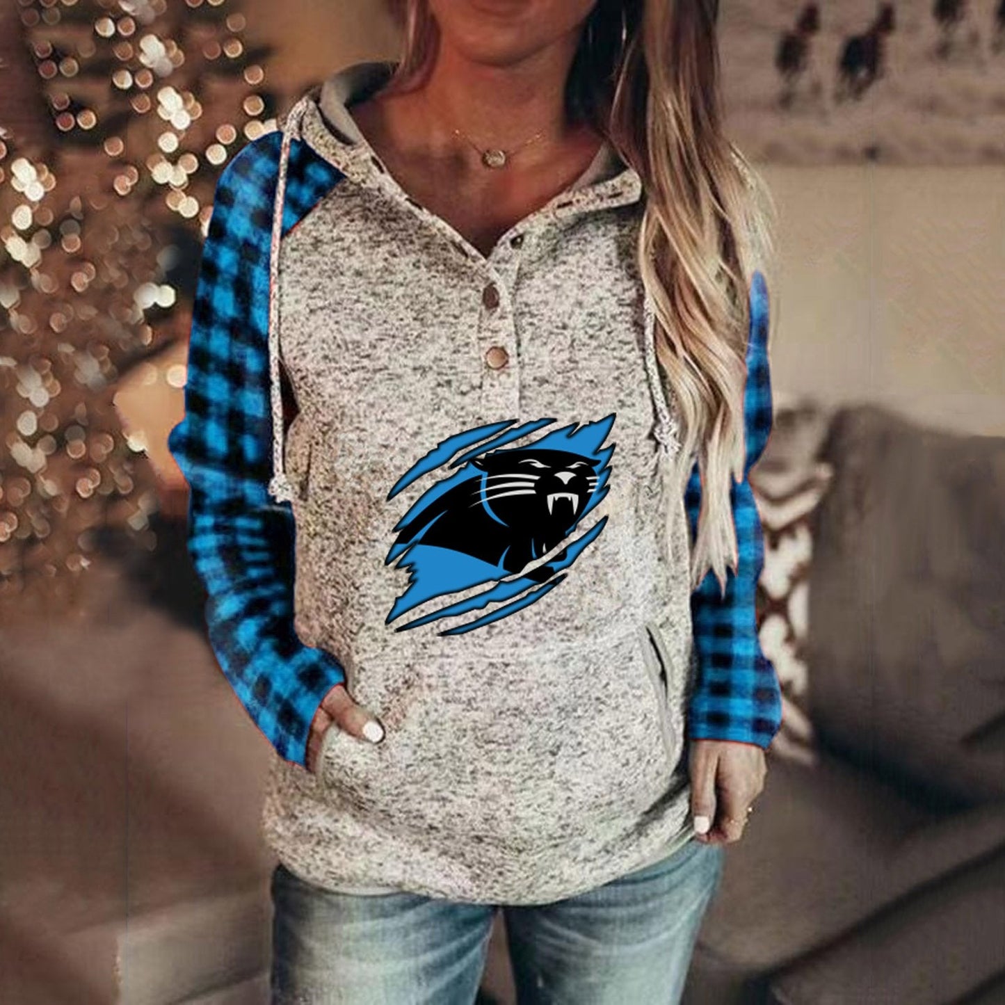 Carolina Panthers 3D Printed Splicing Hoodie