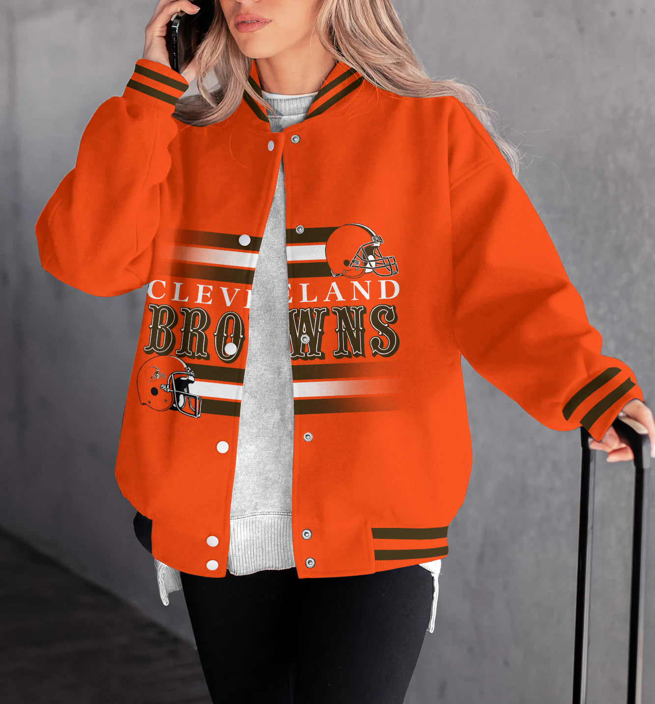 Cleveland Browns Women's Long Pass Full- Snap Casual Jacket