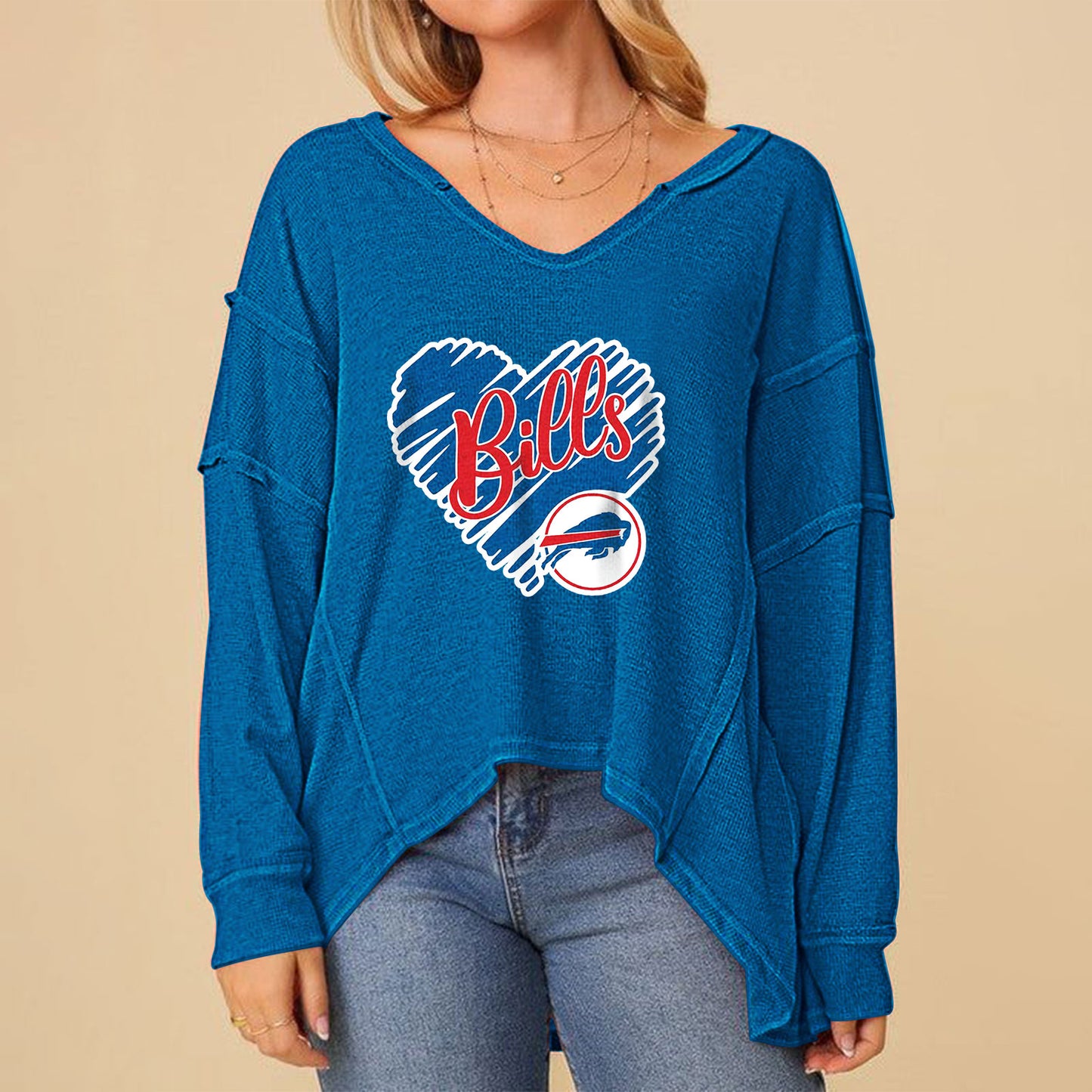 High Low V-Neck Oversized Top