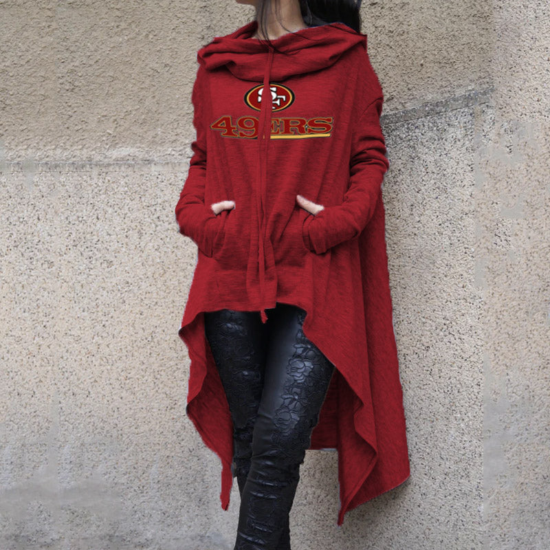 Fashionable Print Irregular Long Sleeve Sweatshirt