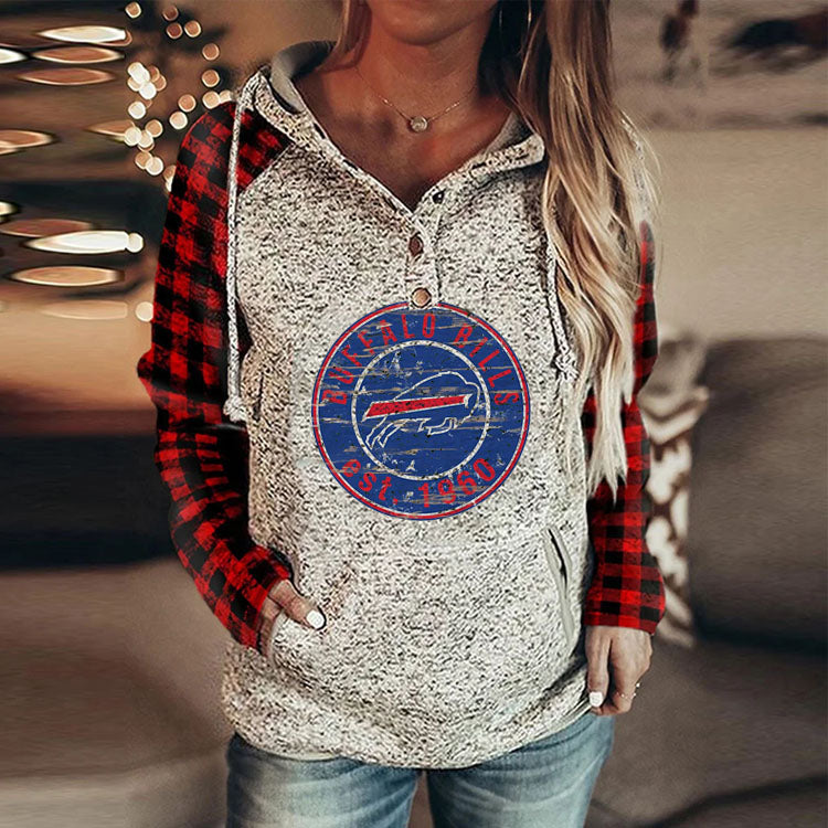 casual loose stitched print Hoodie