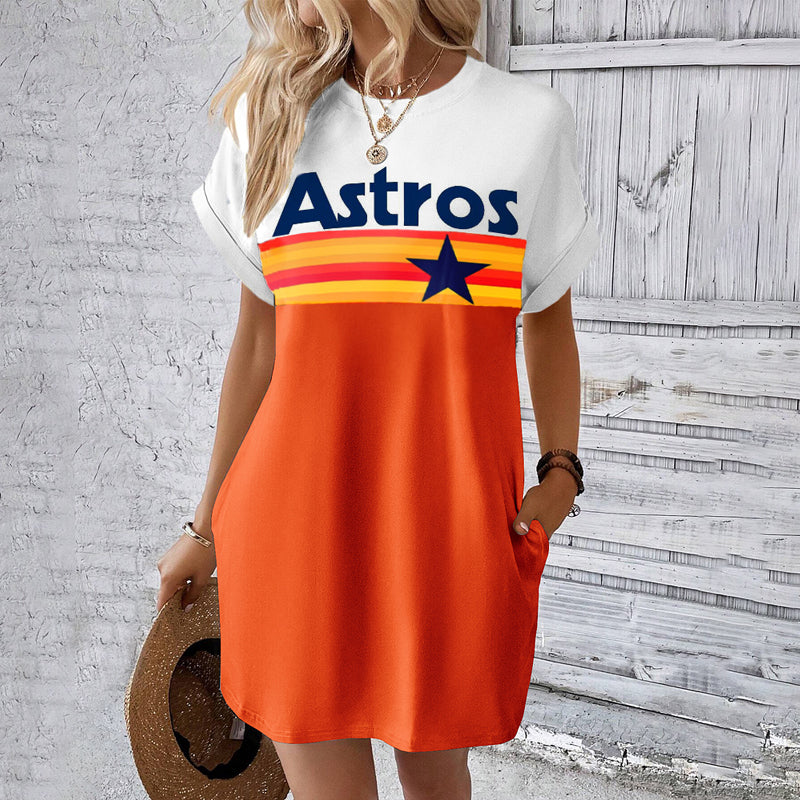Astros Hidden Pocket Short Sleeve Tee Dress