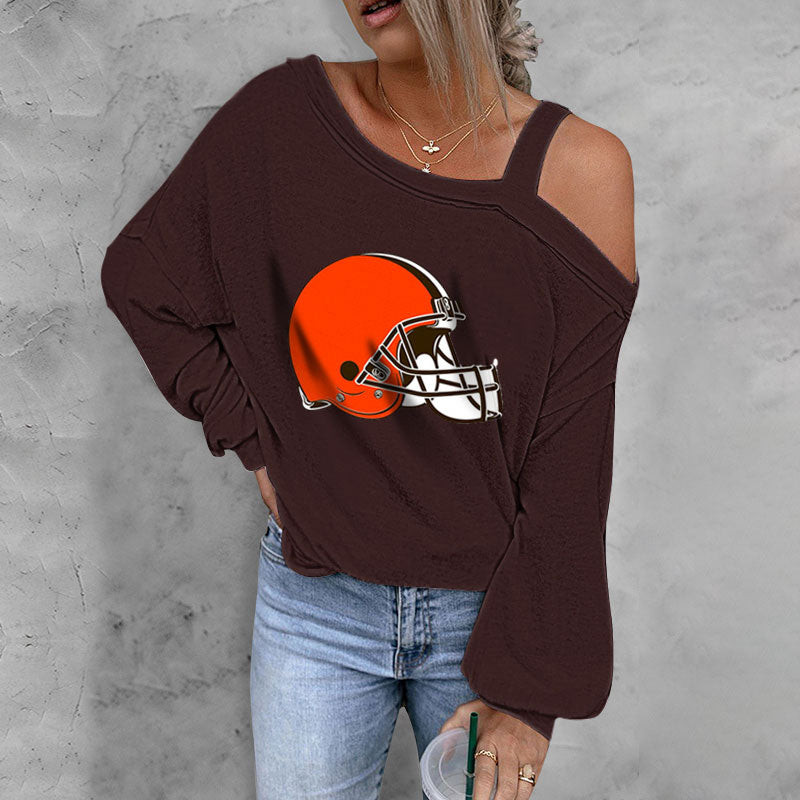 ASYMMETRICAL NECK SHIFT CASUAL LONG SLEEVE TOP